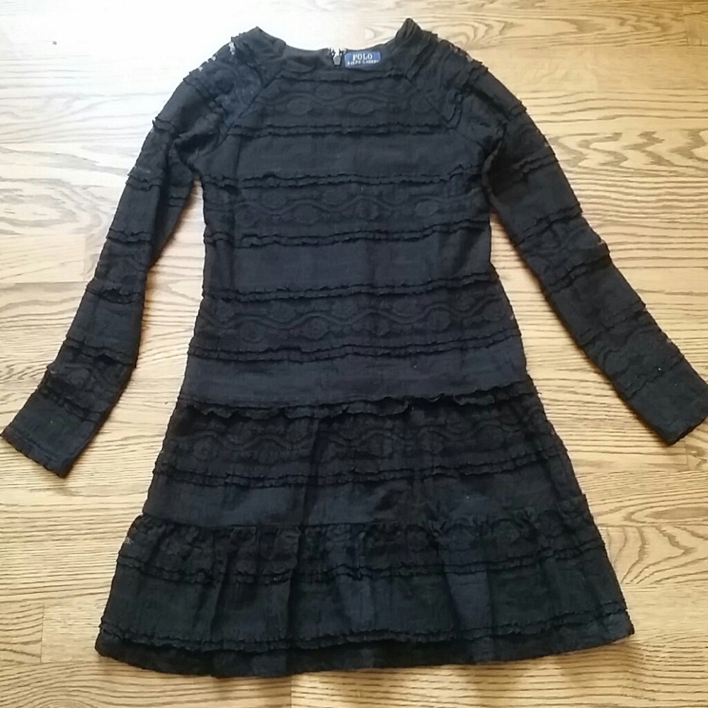 Polo Ralph Lauren 8/10 black stretch lace dress